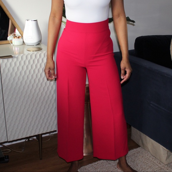 zara pink wide leg trousers